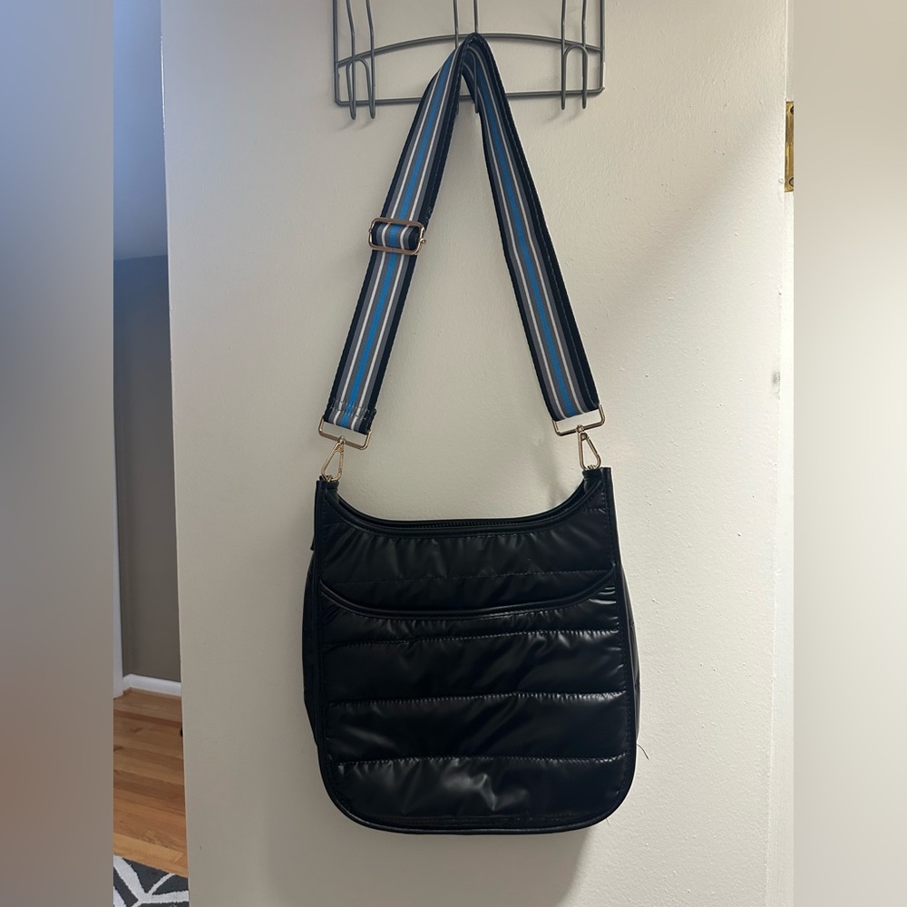 Miztique Shiney Black Quilted Puffy Shoulder Bag